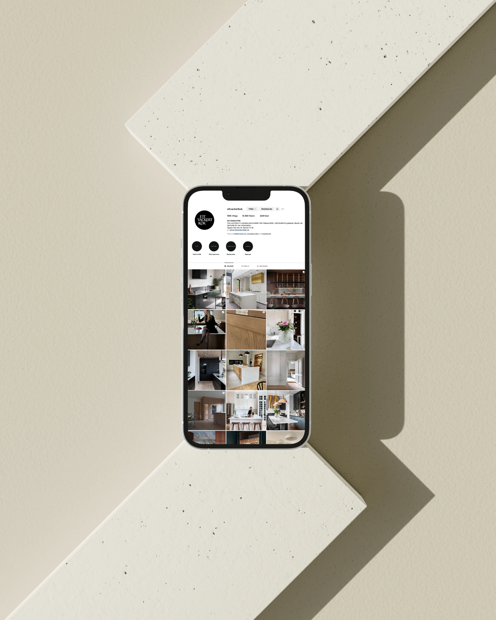 A custom Instagram feed mockup designed for a client, showcasing a consistent visual theme and strong brand identity